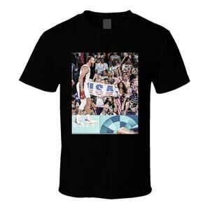 Steph Curry Celebrates Over Jokic Team Usa  Olympics T Shirt
